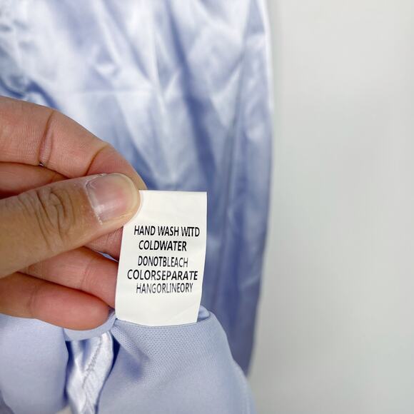 New Cloud Ten Small S Blue Alaleh Satin Cowl Neck Mini Slip Dress Wrap Detail - Picture 11 of 12